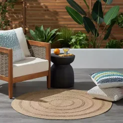 Kirklands Home Natural Seagrass Indoor/Outdoor Area Rug, 3x3 Tan New