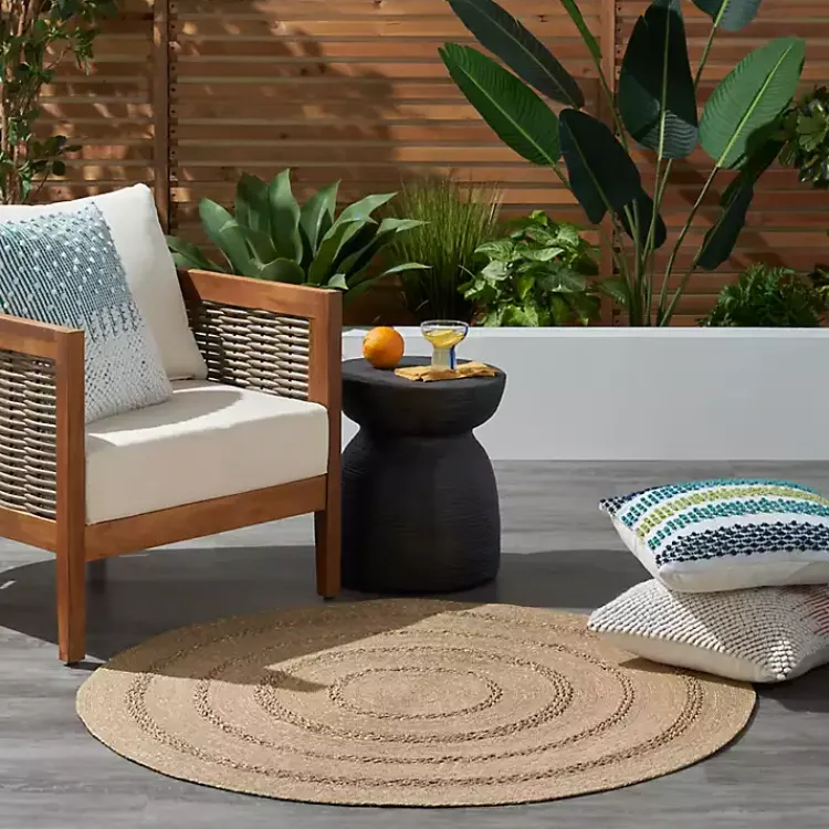 Kirklands Home Natural Seagrass Indoor/Outdoor Area Rug, 4x4 Tan Outlet