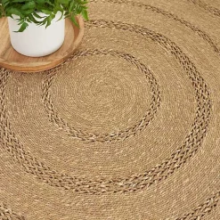 Kirklands Home Natural Seagrass Indoor/Outdoor Area Rug, 5x5 Tan New