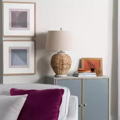 Kirklands Home Natural Seagrass Woven Table Lamp Ivory