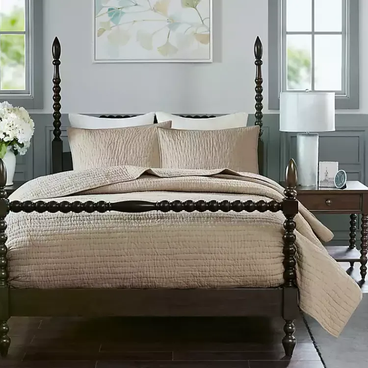 Kirklands Home Natural Serene Quilted 3-pc. Queen Coverlet Set Tan Discount