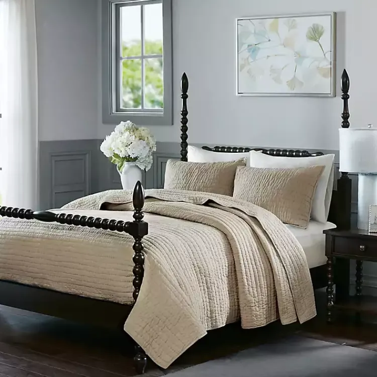 Kirklands Home Natural Serene Quilted 3-pc. King Coverlet Set Tan Sale
