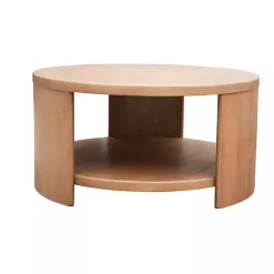 Kirklands Home Natural Skye Round Coffee Table Tan New