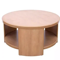 Kirklands Home Natural Skye Round Coffee Table Tan New