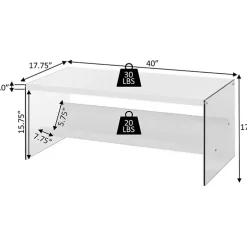 Kirklands Home Natural Soho Glass Coffee Table with V Shelf Brown Clearance