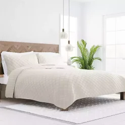 Kirklands Home Natural Stitched Diamond 2-pc. Twin Quilt Set Ivory Sale