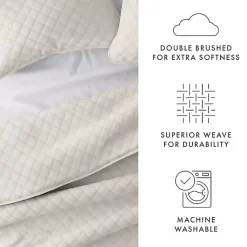 Kirklands Home Natural Stitched Diamond 2-pc. Twin Quilt Set Ivory Sale