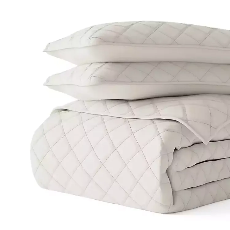 Kirklands Home Natural Stitched Diamond 3-pc. Queen Quilt Set Ivory Best