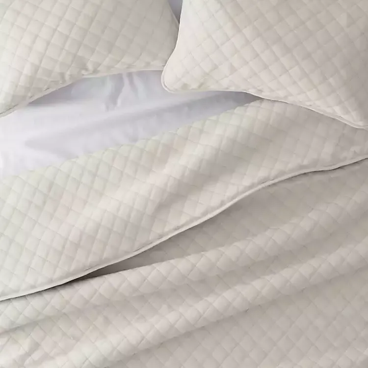 Kirklands Home Natural Stitched Diamond 3-pc. Queen Quilt Set Ivory Best