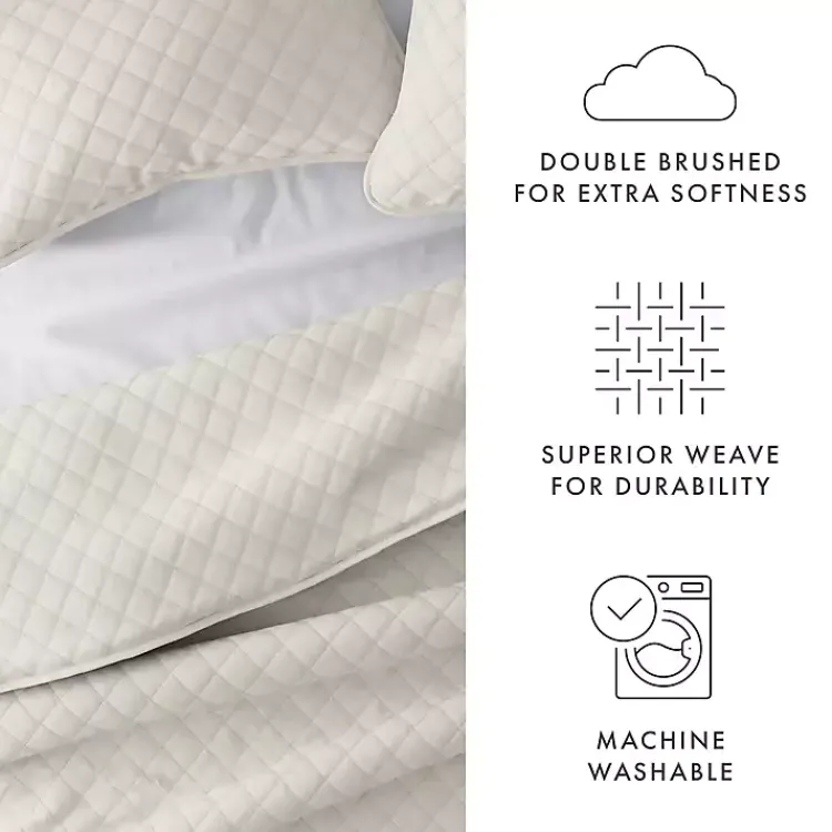 Kirklands Home Natural Stitched Diamond 3-pc. Queen Quilt Set Ivory Best
