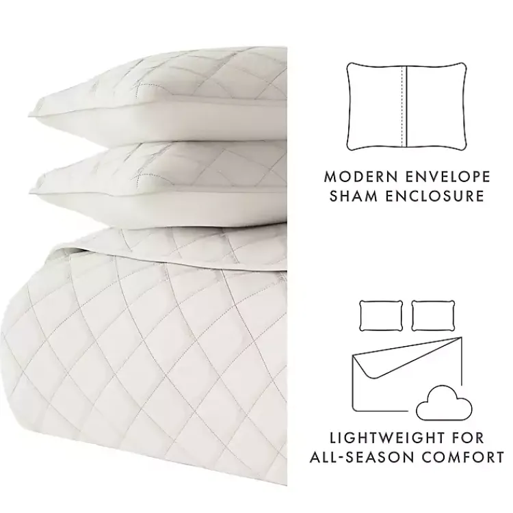 Kirklands Home Natural Stitched Diamond 3-pc. Queen Quilt Set Ivory Best