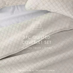 Kirklands Home Natural Stitched Diamond 3-pc. Queen Quilt Set Ivory Best