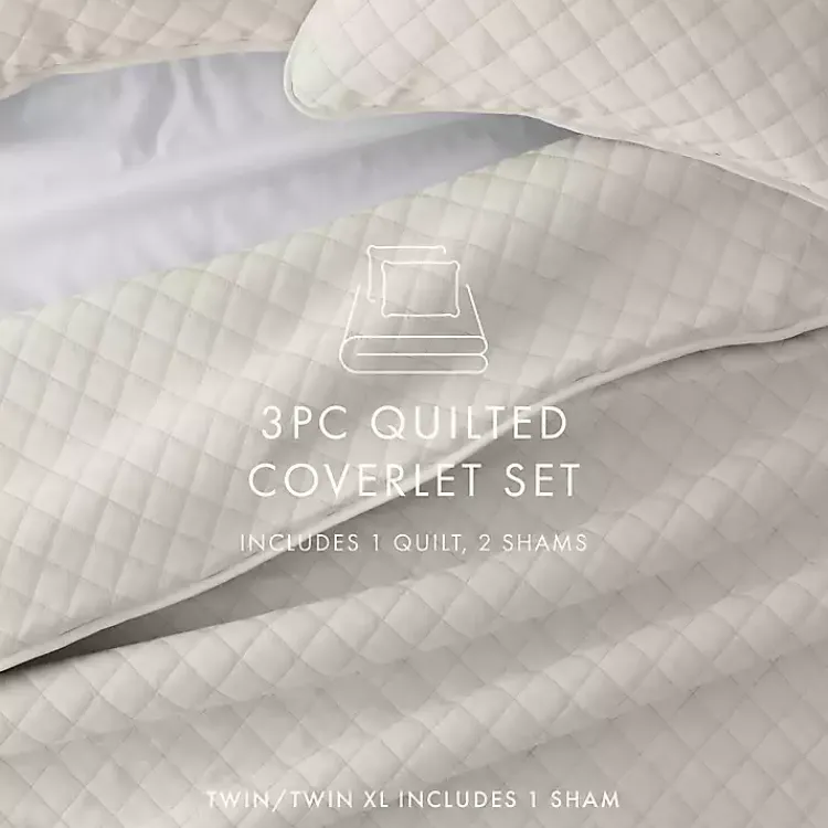 Kirklands Home Natural Stitched Diamond 3-pc. Queen Quilt Set Ivory Best