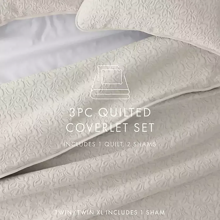 Kirklands Home Natural Stitched Floral 2-pc. Twin Quilt Set Ivory Best