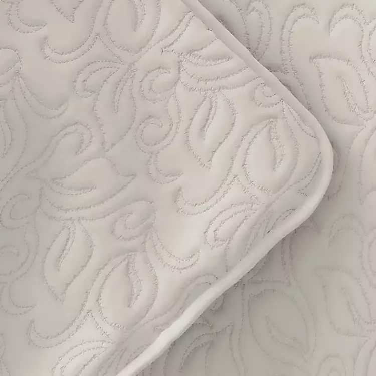 Kirklands Home Natural Stitched Floral 3-pc. Queen Quilt Set Ivory Hot
