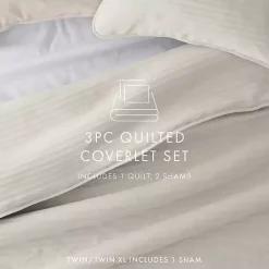 Kirklands Home Natural Stitched Stripes 3-pc. Queen Quilt Set Best