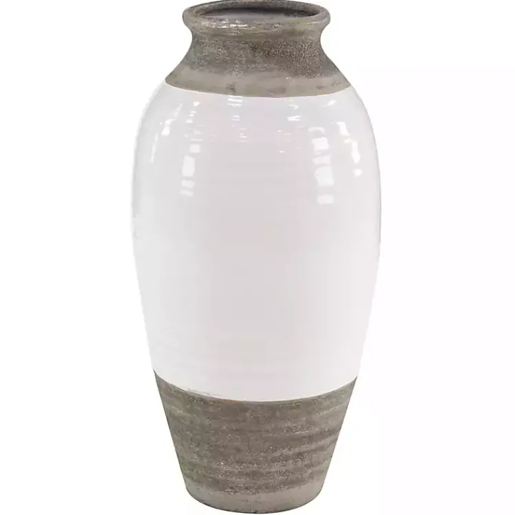 Vases>Kirklands Home Natural Stone Two-Tone Coastal Vase