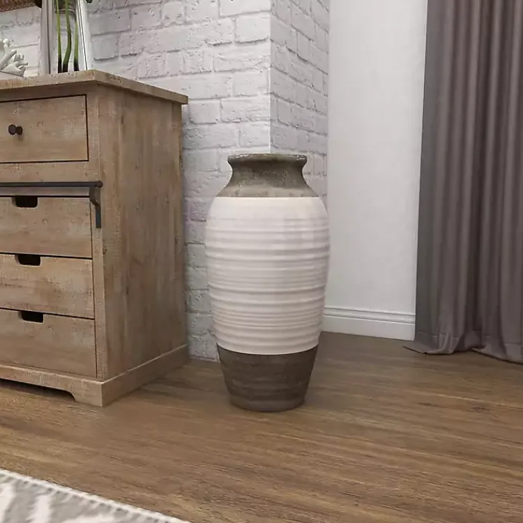 Vases>Kirklands Home Natural Stone Two-Tone Coastal Vase