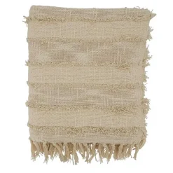Blankets & Throws>Kirklands Home Natural Striped and Fringe Throw Blanket Tan
