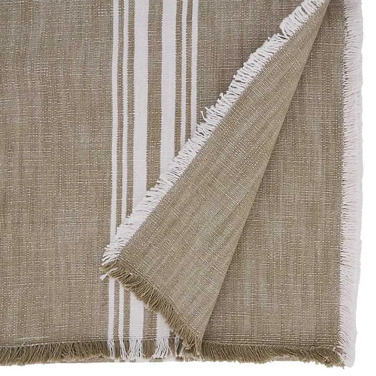 Kirklands Home Natural Striped Fringe Table Runner, 72 in. Tan Best