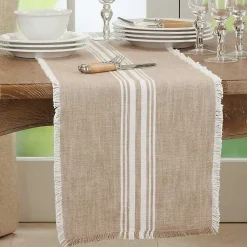 Kirklands Home Natural Striped Fringe Table Runner, 72 in. Tan Best