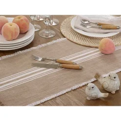 Kirklands Home Natural Striped Fringe Table Runner, 72 in. Tan Best