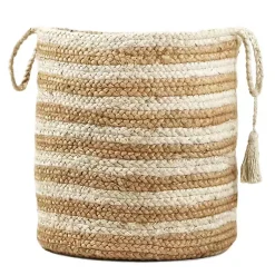 Baskets & Boxes>Kirklands Home Natural Striped Jute Basket with Handles, 19 in.