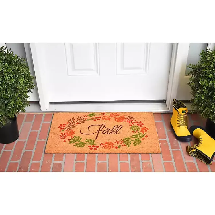 Fall>Kirklands Home Natural Tan Coir Fall Foliage Doormat