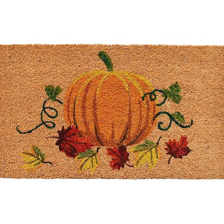 Fall>Kirklands Home Natural Tan Coir Harvest Pumpkin Doormat