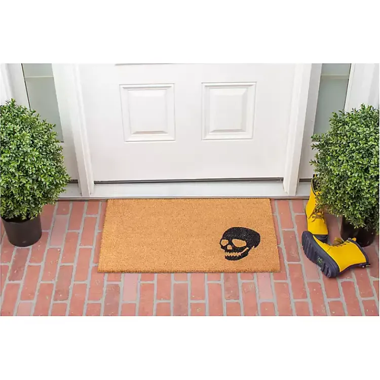 Halloween>Kirklands Home Natural Coir Skull Doormat Tan