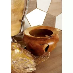 Decorative Bowls & Jars>Kirklands Home Natural Teak Wood Banga Bowl Brown