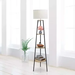 Kirklands Home Natural 3-Tier Tripod Floor Lamp Hot
