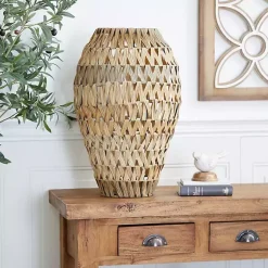 Vases>Kirklands Home Natural Tone Faux Seagrass Coastal Vase Tan