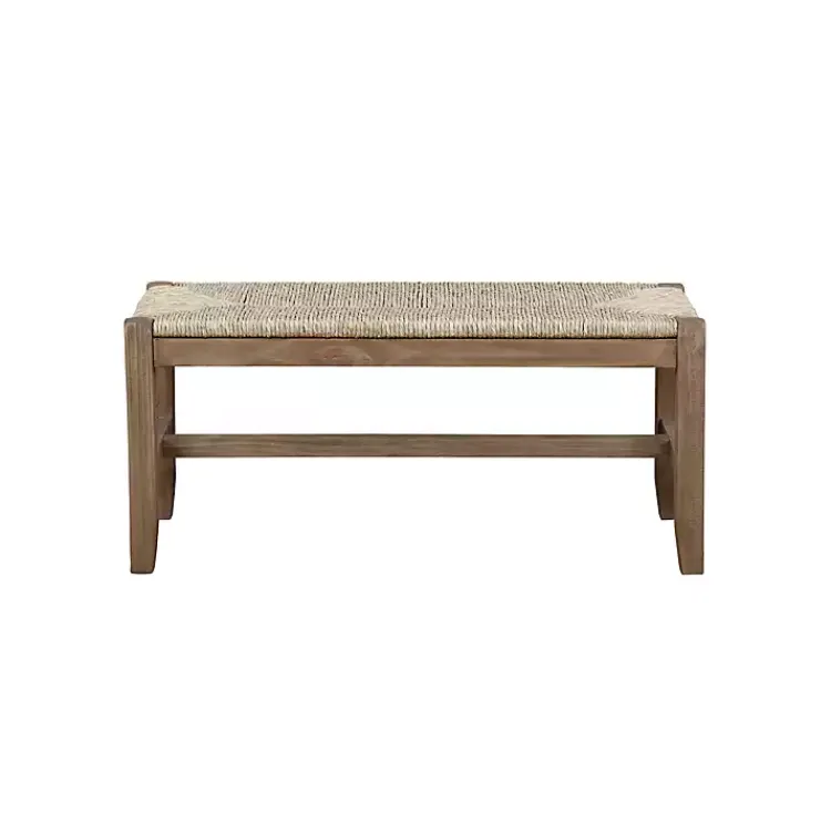Kirklands Home Natural Twisted Seagrass and Wood Bench Tan Online