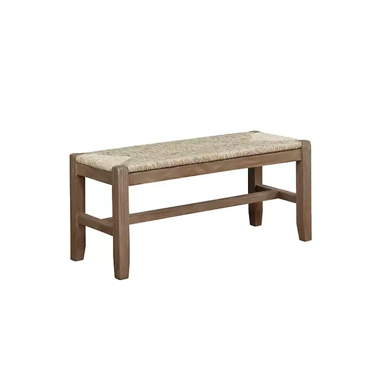 Kirklands Home Natural Twisted Seagrass and Wood Bench Tan Online