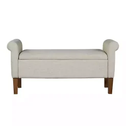 Kirklands Home Natural Upholstered Aubrey Storage Bench Ivory Hot