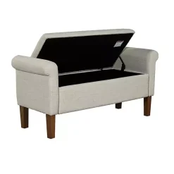 Kirklands Home Natural Upholstered Aubrey Storage Bench Ivory Hot