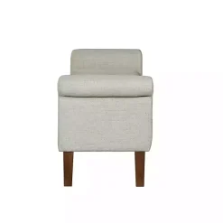 Kirklands Home Natural Upholstered Aubrey Storage Bench Ivory Hot