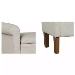 Kirklands Home Natural Upholstered Aubrey Storage Bench Ivory Hot