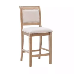 Kirklands Home Natural Upholstered Wood Frame Counter Stool Tan Outlet