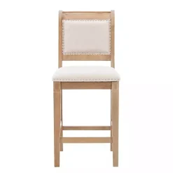 Kirklands Home Natural Upholstered Wood Frame Counter Stool Tan Outlet