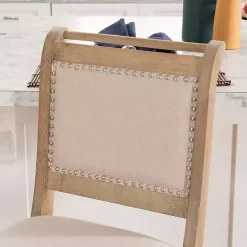 Kirklands Home Natural Upholstered Wood Frame Counter Stool Tan Outlet