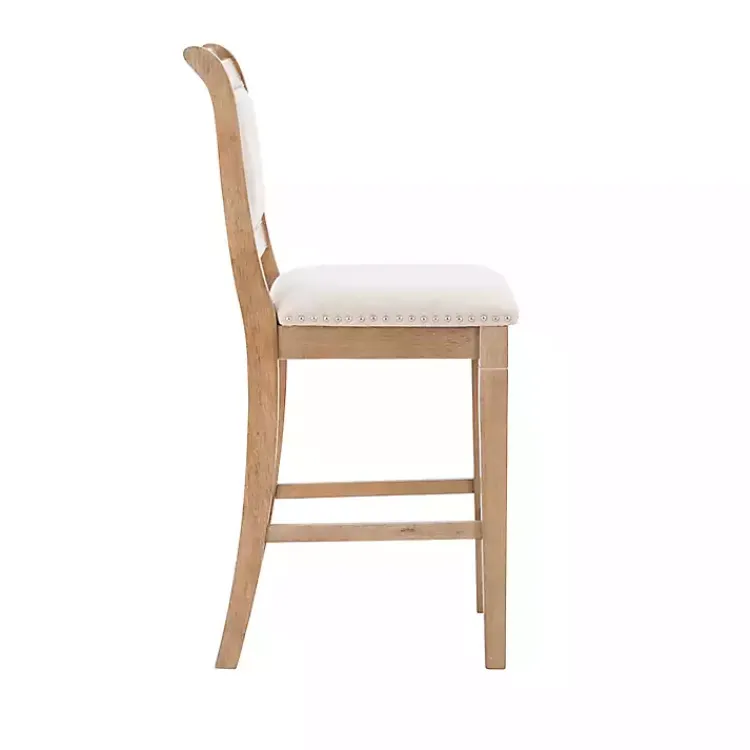 Kirklands Home Natural Upholstered Wood Frame Counter Stool Tan Outlet