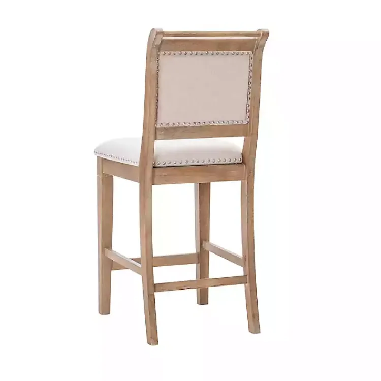 Kirklands Home Natural Upholstered Wood Frame Counter Stool Tan Outlet
