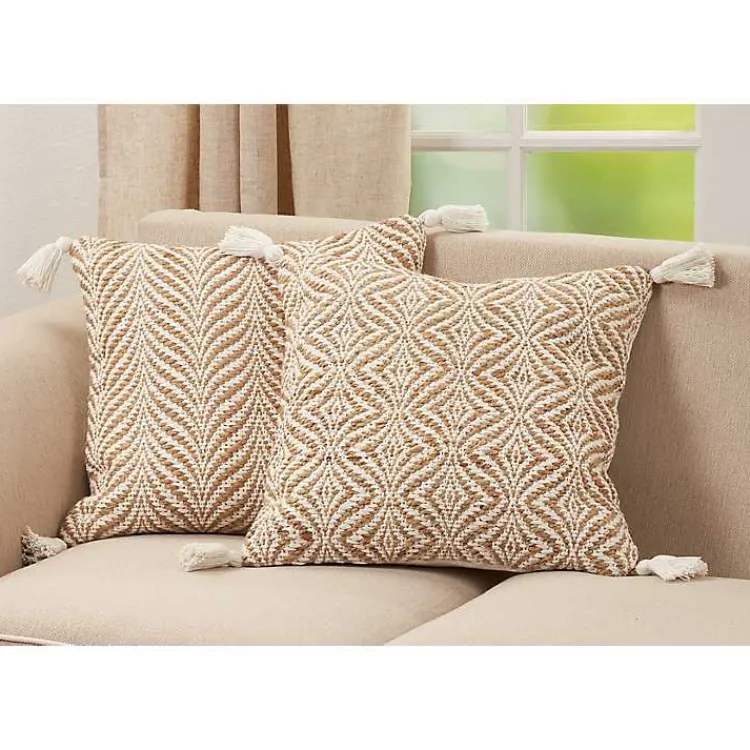 Pillows>Kirklands Home Natural Wavy Chevron Woven Jute Pillow
