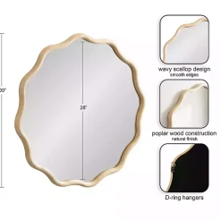 Kirklands Home Natural Wavy Scallop Round Wall Mirror Tan