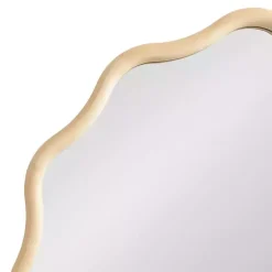 Kirklands Home Natural Wavy Scallop Round Wall Mirror Tan