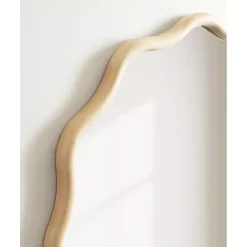 Kirklands Home Natural Wavy Scallop Round Wall Mirror Tan