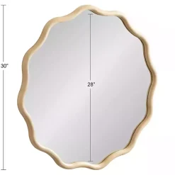 Kirklands Home Natural Wavy Scallop Round Wall Mirror Tan