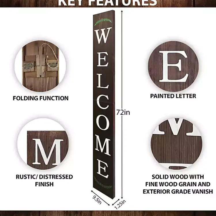 Kirklands Home Natural Welcome Laurel Porch Board Brown